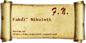 Fakó Nikolett névjegykártya